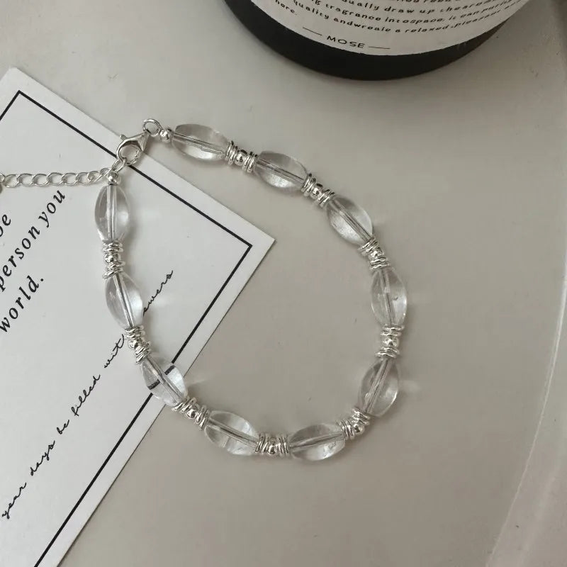 Handmade 925 Sterling Silver Crystal Beaded Bracelet for Women Sare