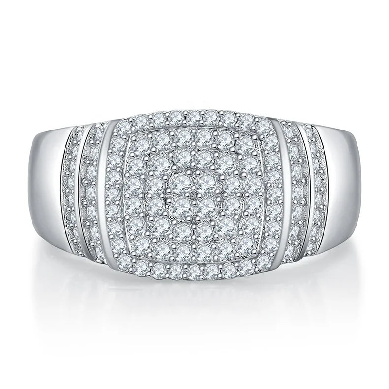 925 Sterling Silver Men’s Ring with White D VVS1 Brilliant Cut Moissanite – Iced Out Hip Hop Fine Jewelry Giorgos