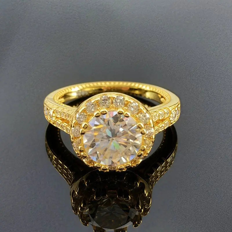 925 Sterling Silver Moissanite Round Ring for Women Damia