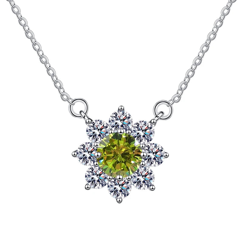 Luxury Jewelry: Sunflower 1CT Blue VVS1 Moissanite Pendant Necklace in S925 Sterling Silver – GRA Certified Women’s Gift