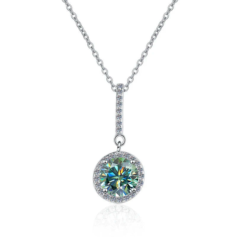 Fine Jewelry: Valentine’s Gift S925 Sterling Silver Necklace with Pink VVS1 Moissanite Diamond Pendant
