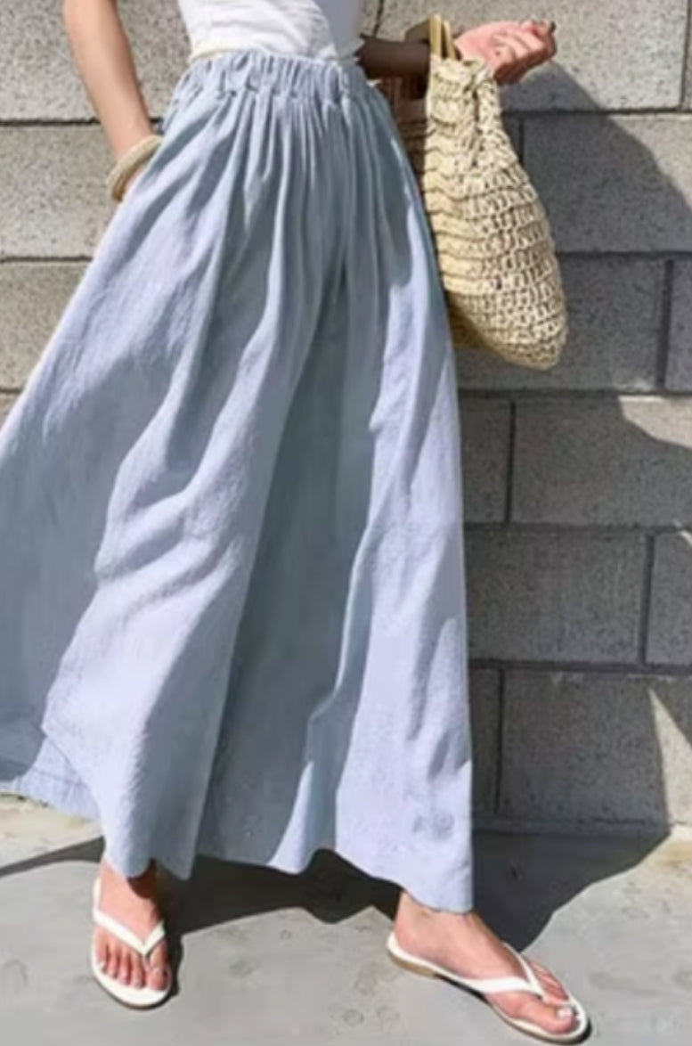 Women's Casual Elastic Waist Wide-Leg Pants - Comfortable Loose Fit Trousers