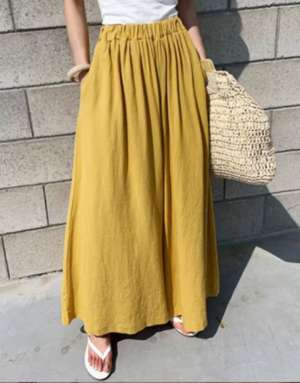 Women's Casual Elastic Waist Wide-Leg Pants - Comfortable Loose Fit Trousers