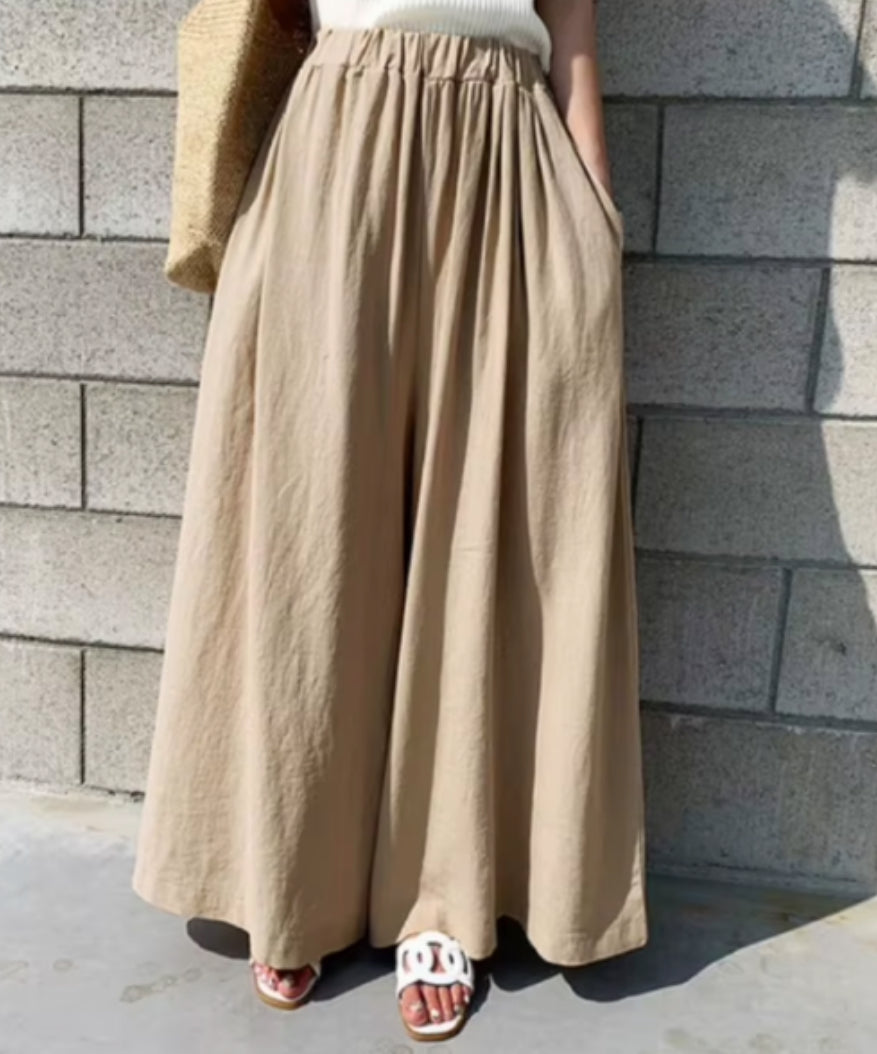Women's Casual Elastic Waist Wide-Leg Pants - Comfortable Loose Fit Trousers