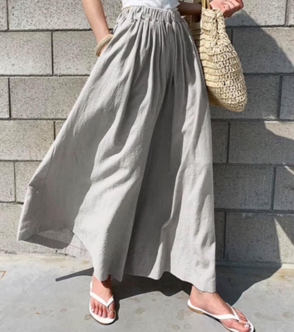Women's Casual Elastic Waist Wide-Leg Pants - Comfortable Loose Fit Trousers