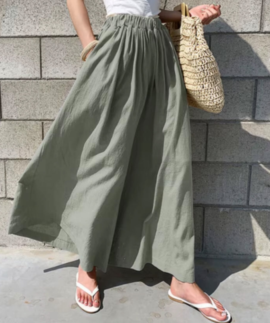 Women's Casual Elastic Waist Wide-Leg Pants - Comfortable Loose Fit Trousers