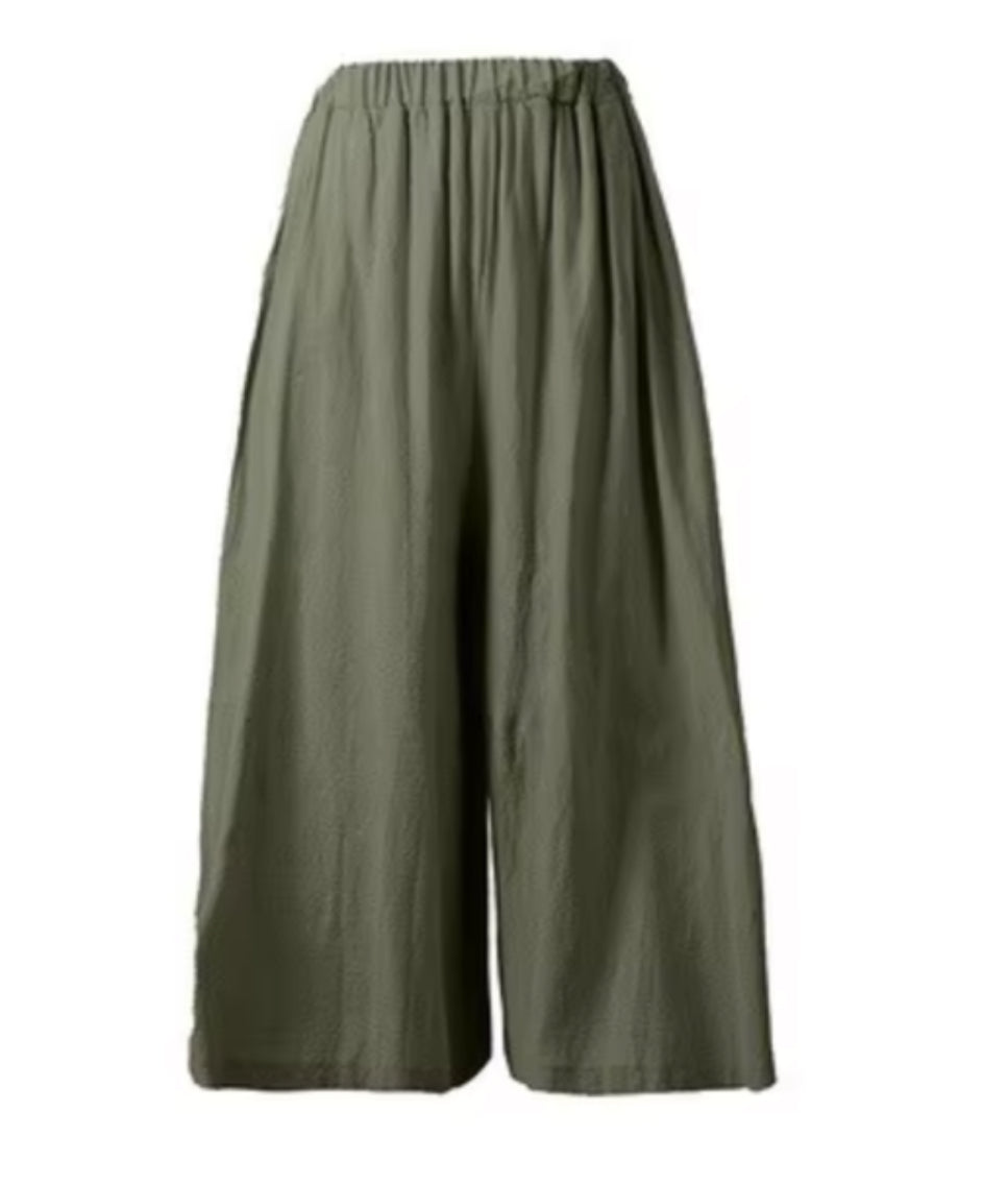 Women's Casual Elastic Waist Wide-Leg Pants - Comfortable Loose Fit Trousers