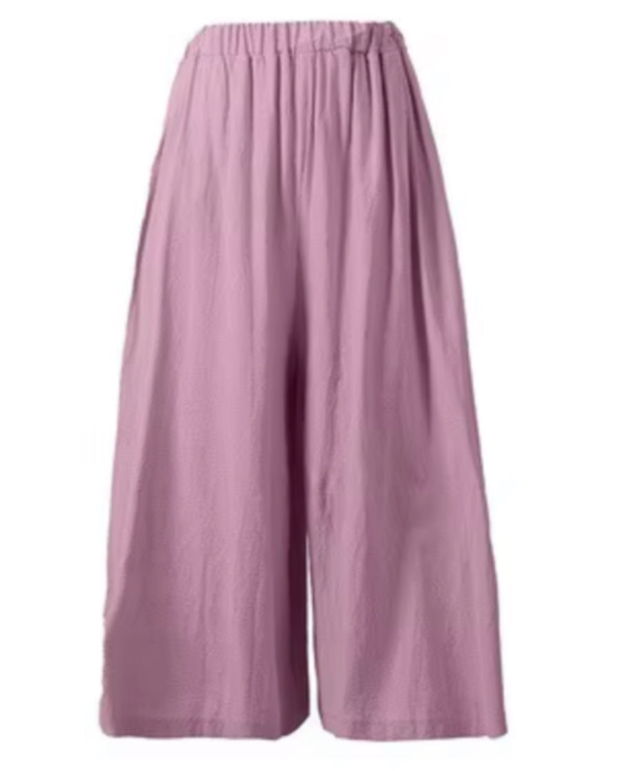 Women's Casual Elastic Waist Wide-Leg Pants - Comfortable Loose Fit Trousers