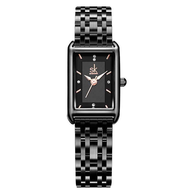 Shengke Luxury Ladies' Gold Watch - Fashion Steel Square Dial, Rectangle Design, Quality Brand Wristwatch Ruth