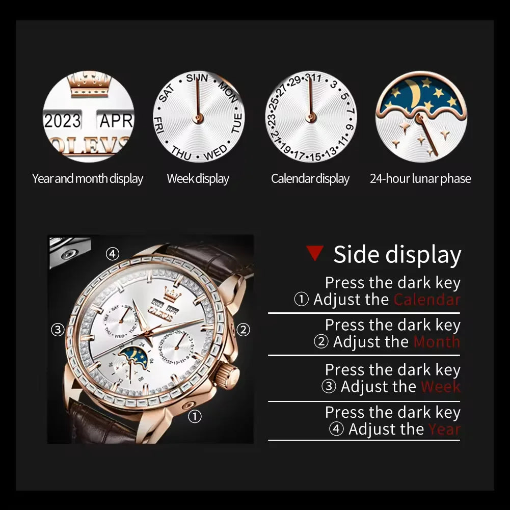 OLEVS 6695 Men's Luxury Watch - Automatic Mechanical, Waterproof, Business Dress Style