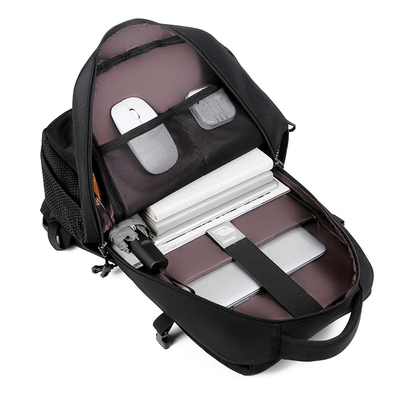 Lightweight Waterproof PU Laptop Backpack – 15.6-Inch Business Travel School Bag with USB Charging Port