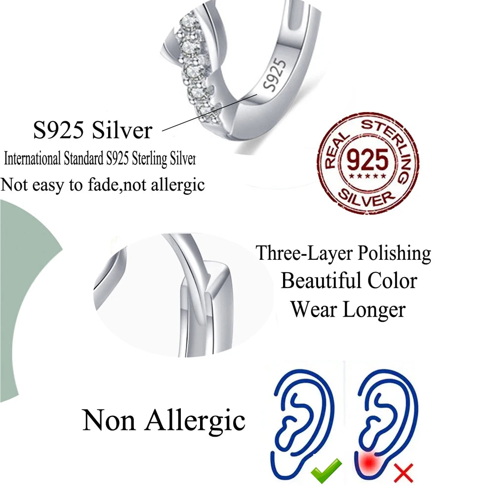 Minimalist 925 Sterling Silver Earrings for Women – 5A Cubic Zirconia Eternity Symbol Design Veron