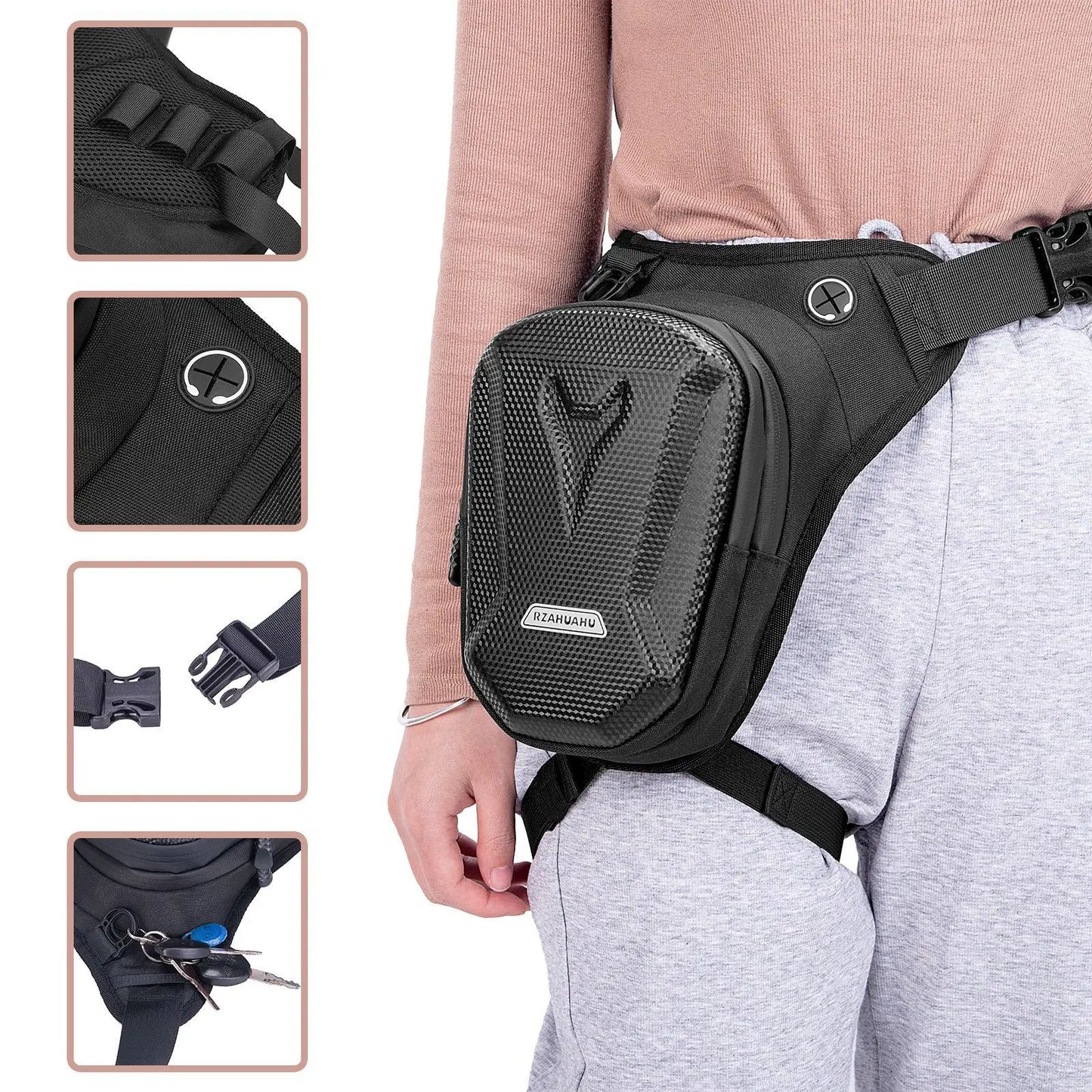 Waterproof Motorcycle Drop Leg Bag for Men & Women - Outdoor Riding, Cycling, Tactical Travel Waist Bag, Fanny Pack, Hip Belt, Bum Bag Lionel
