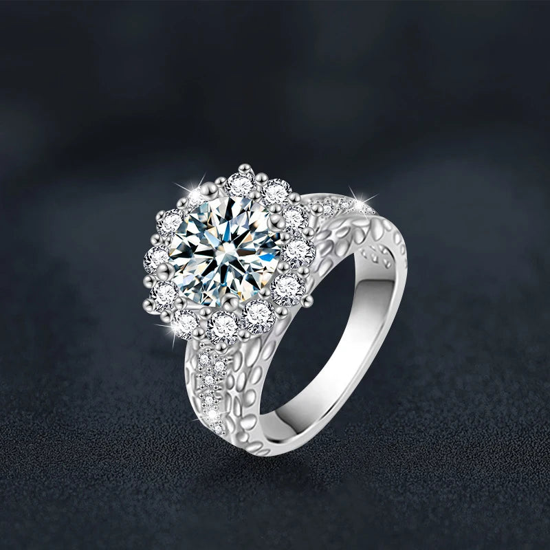 925 Silver 2 Carat Moissanite Ring – Gorgeous, Shining Jewelry for Wedding, Engagement, or Daily Wear, Perfect Gift for Couples