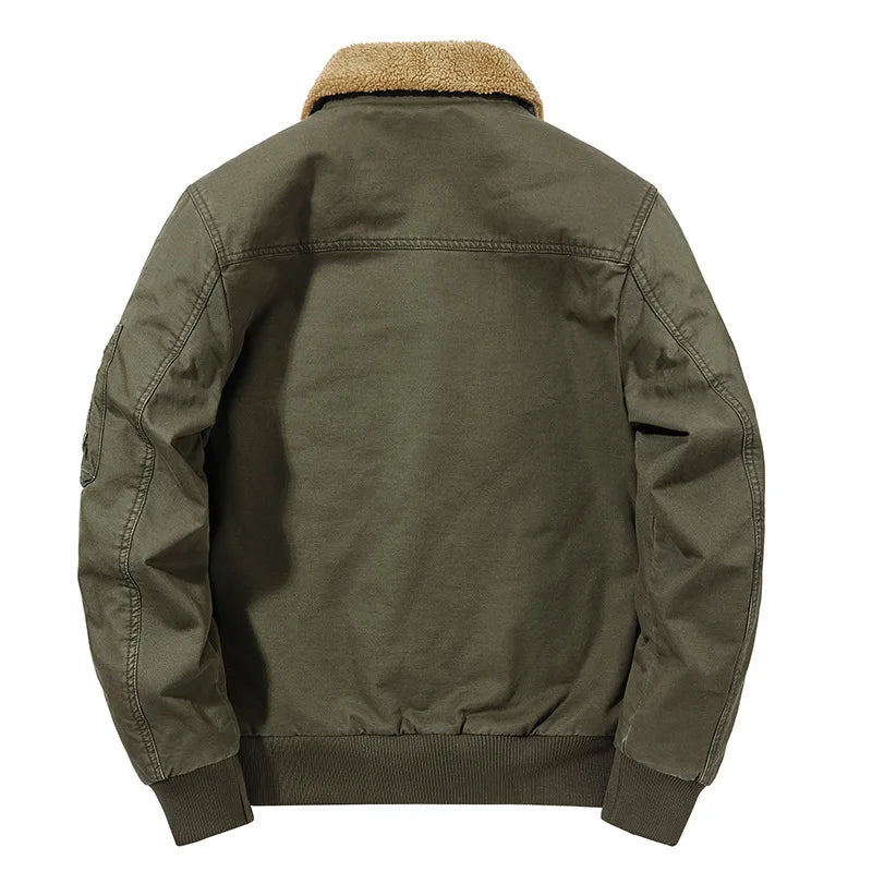 Men's Vintage Cotton Bomber Jacket – Winter Fleece Coat with Turndown Collar Gandalf
