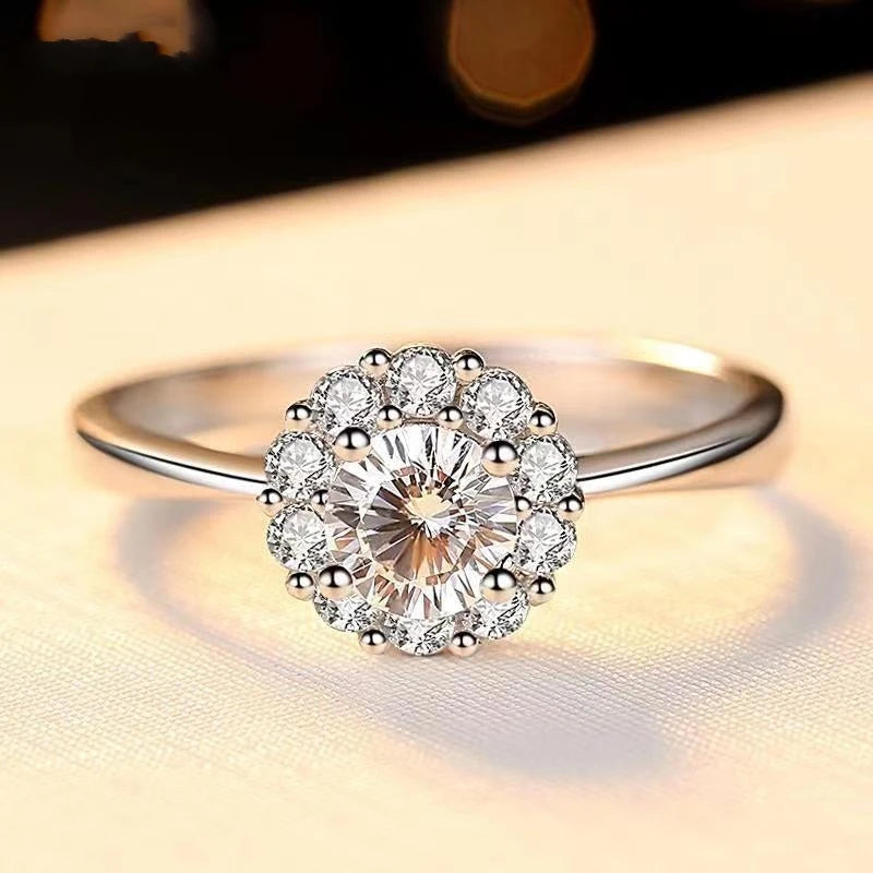 1 Carat Moissanite Stars and Moon Ring – 925 Sterling Silver, Elegant Light Luxury Design for Women Edith