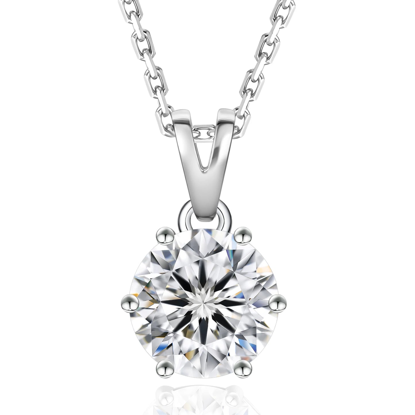 Moissanite Necklace for Women - 925 Sterling Silver Gold-Plated Solitaire Pendant with Lab-Created Diamond
