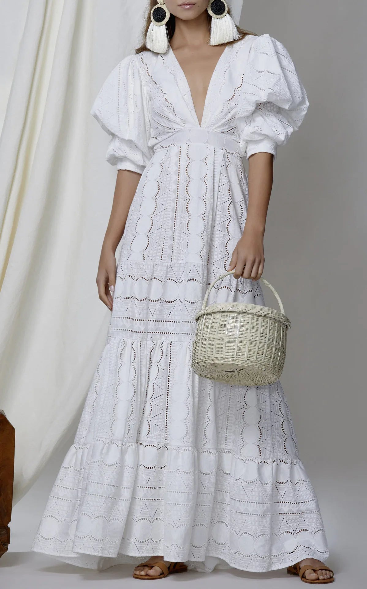 Women's Lace Dress with Deep V-Neckline | Bubble Sleeves & Timeless Elegance Camila