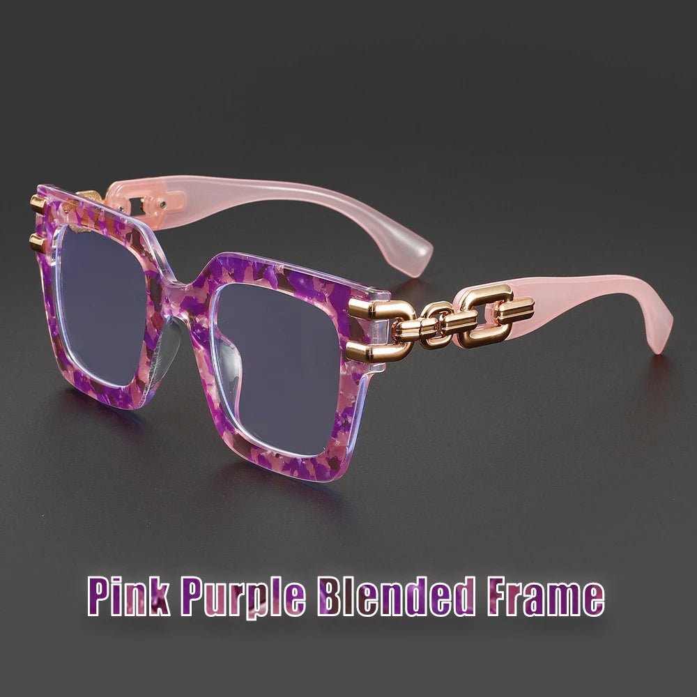 Stylish Anti-Blue Light Big Frame Eyewear: Pink Stripe & Tortoise Designs
