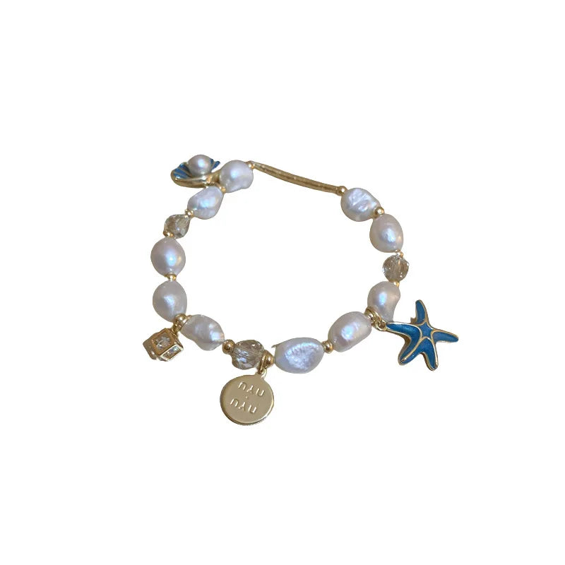 Square Plate Flower Artificial Crystal Bracelet – Vintage Baroque Freshwater Pearl Bracelet