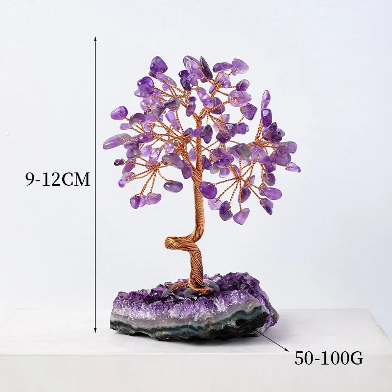 Natural Amethyst Healing Crystal Money Tree – Elegant Crystal Gravel Cash Tree Ornament for Home Décor