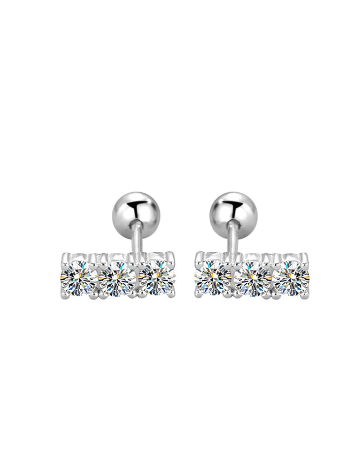 0.3 Carat Moissanite Straight Row Earrings – Luxury 925 Sterling Silver Trendy Design Joan