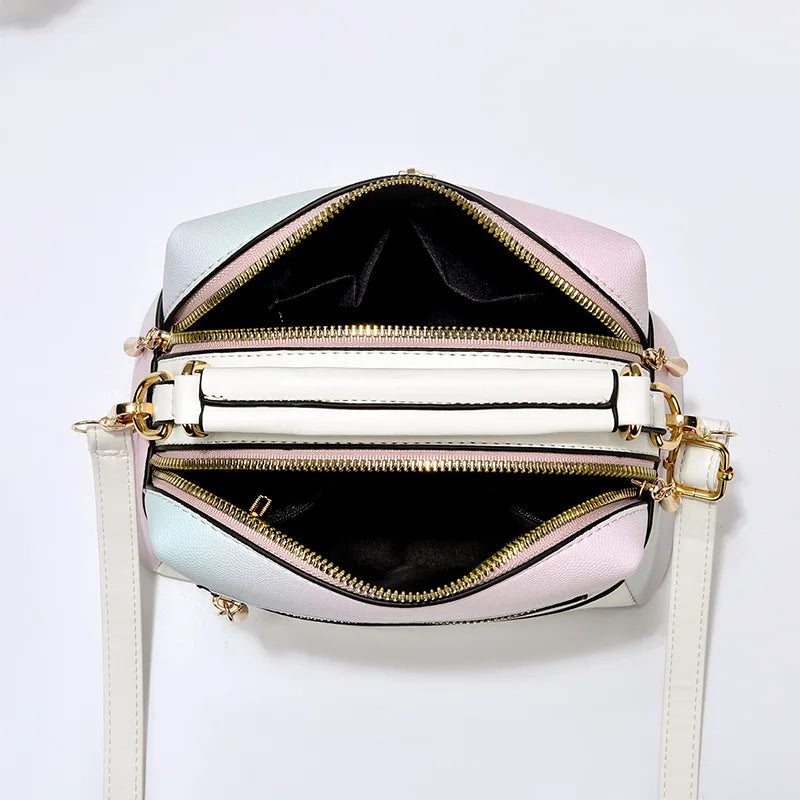 Gradient Color Korean Style Women's Shoulder Bag – Fashionable PU Shoulder Bag with Zipper Closure and Chain Design Suzy