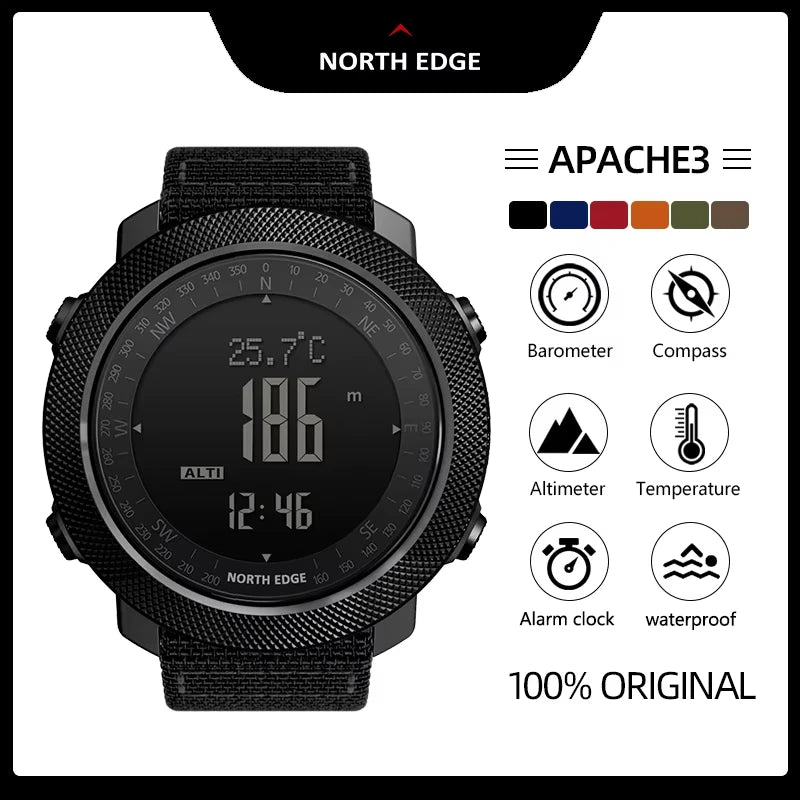 North Edge Apache Smartwatch for Men – Altimeter, Barometer, Compass, Waterproof Hiking Watch