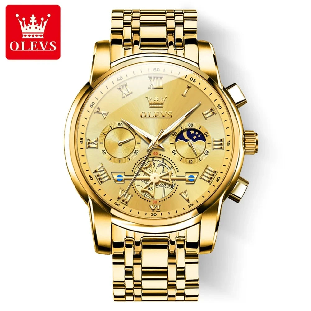OLEVS 2859 Men's Chronograph Watch – Fashion Business Stainless Steel Quartz Wristwatch, Waterproof and Stylish