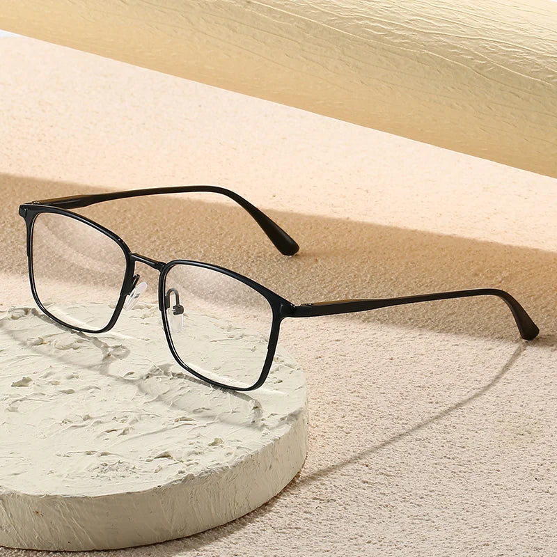 Metal Squared Frame Photochromic Polarized Lens Unisex Men Women Glass Frame