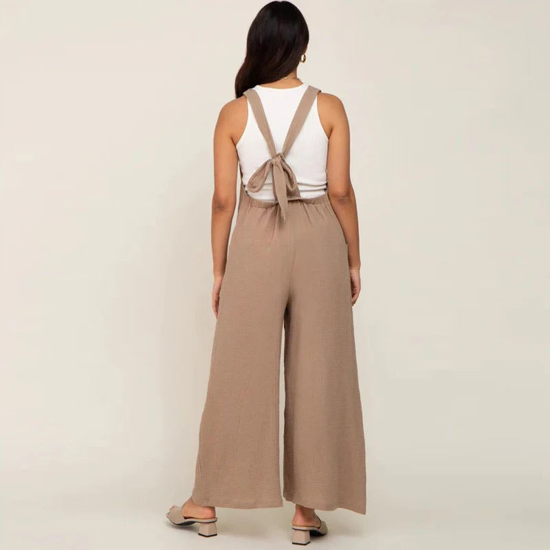Maternity Overalls for Pregnant Women - Loose Wide-Leg Jumpsuit with Sleeveless Straps & Pockets | Casual Pregnancy Outfit Patricia