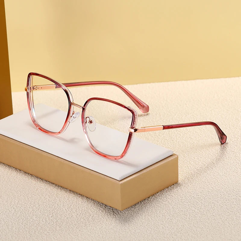 Large Frame Fashion Eyeglasses Women's Anti Blue Light Blocking Glasses