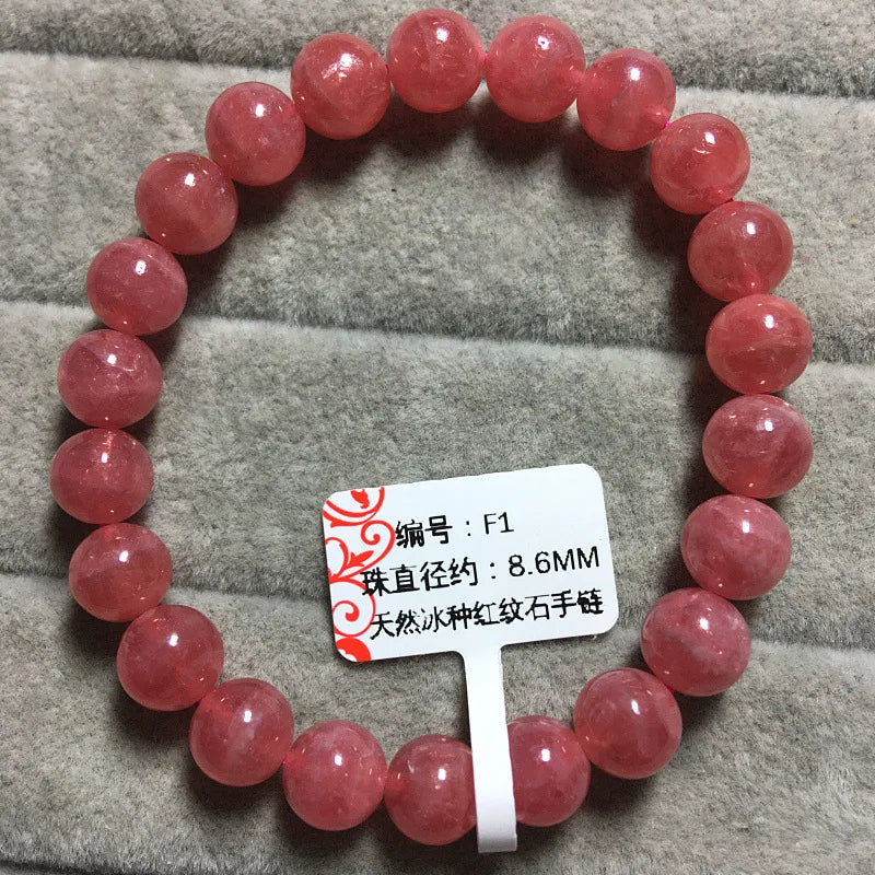 Natural Rhodochrosite Bracelet - Ice-Like Wangfu Gold Crystal Bangle for Love, Marriage, and Peach Blossom Inspiration