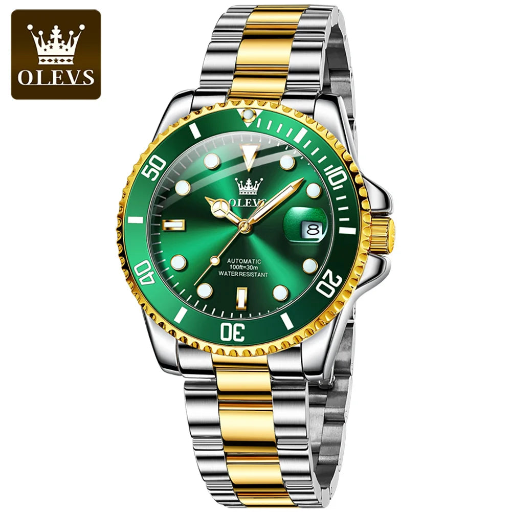 OLEVS 6605 Men's Luxury Watch - Automatic Mechanical, Stainless Steel Band, Elegant Relogio Montre Homme Wristwatch