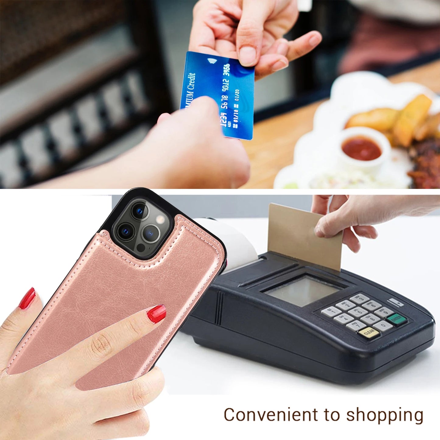 Mobile Phone Case PU Leather Card Holder Wallet for iPhone Multifunctional Flip with Stand Cell Phone Case