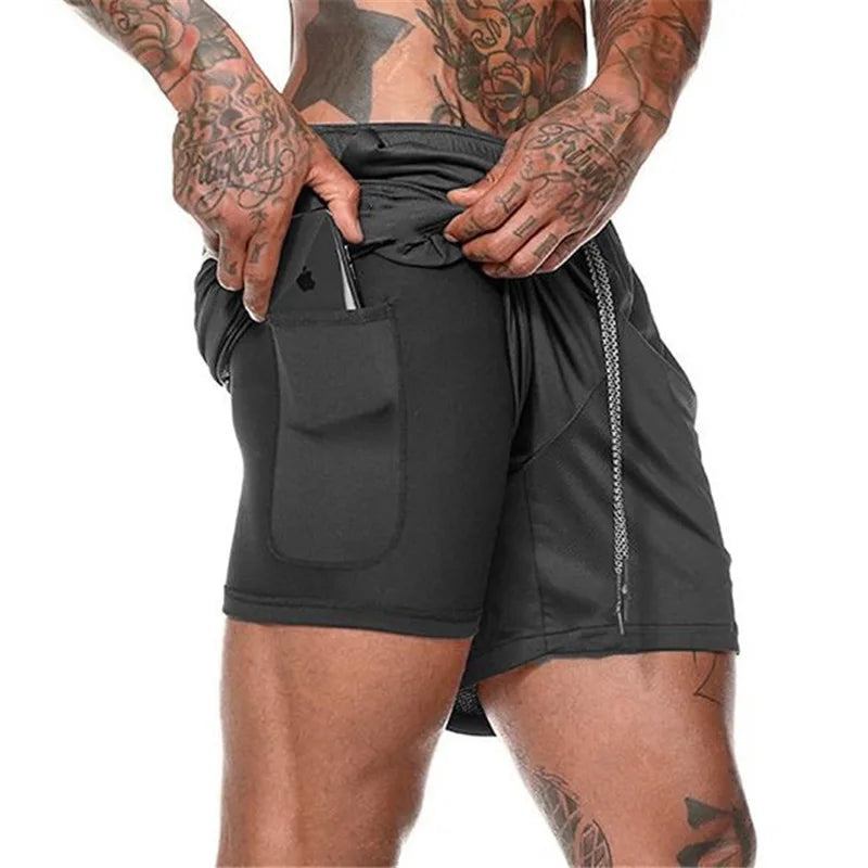Men’s Double‑Layer Athletic Shorts – Quick‑Dry Polyester Gym Shorts for Workout, Fitness & Training Julian