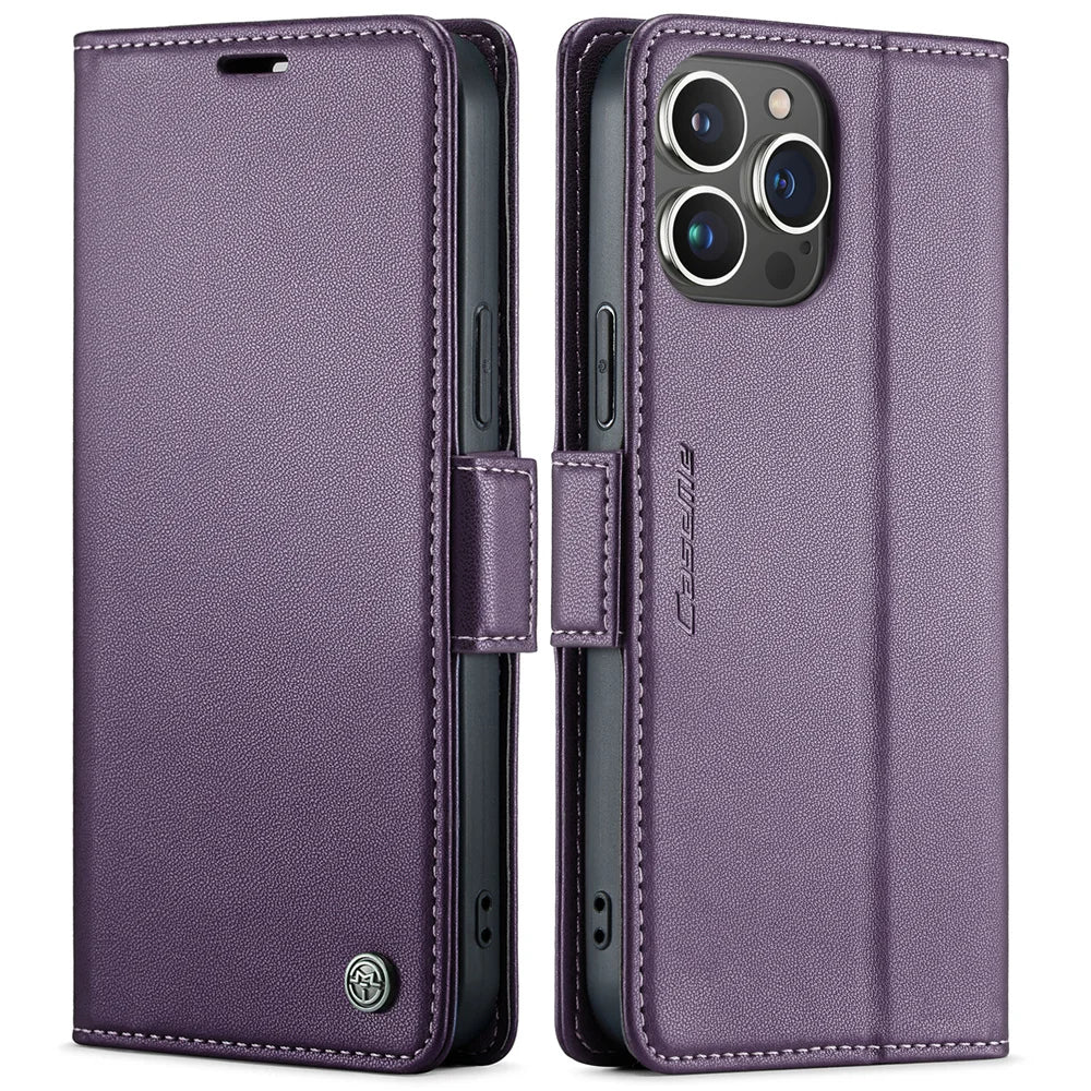 Magnetic Shockproof Leather Wallet Case – Luxury Kickstand with RFID Blocking for iPhone 14, 13, 12 Pro Max