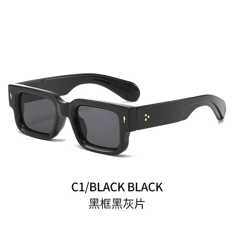 Rectangle Rivet Non Prescription Chunky Rectangle Blue Light Glasses Black Square Thick Frame Rectangle Women Men