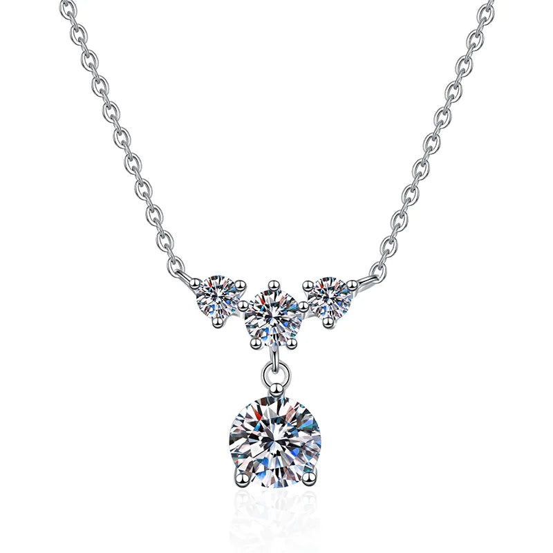 Elegant Moissanite Necklace | Sterling Silver with Gold Accent - Perfect Gift Leena