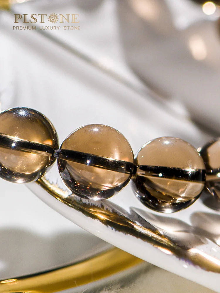 Natural Smoke Citrine Crystal Bracelet – Gold Bangle for Men and Women, Perfect Birthday Gift or Couple’s Jewelry