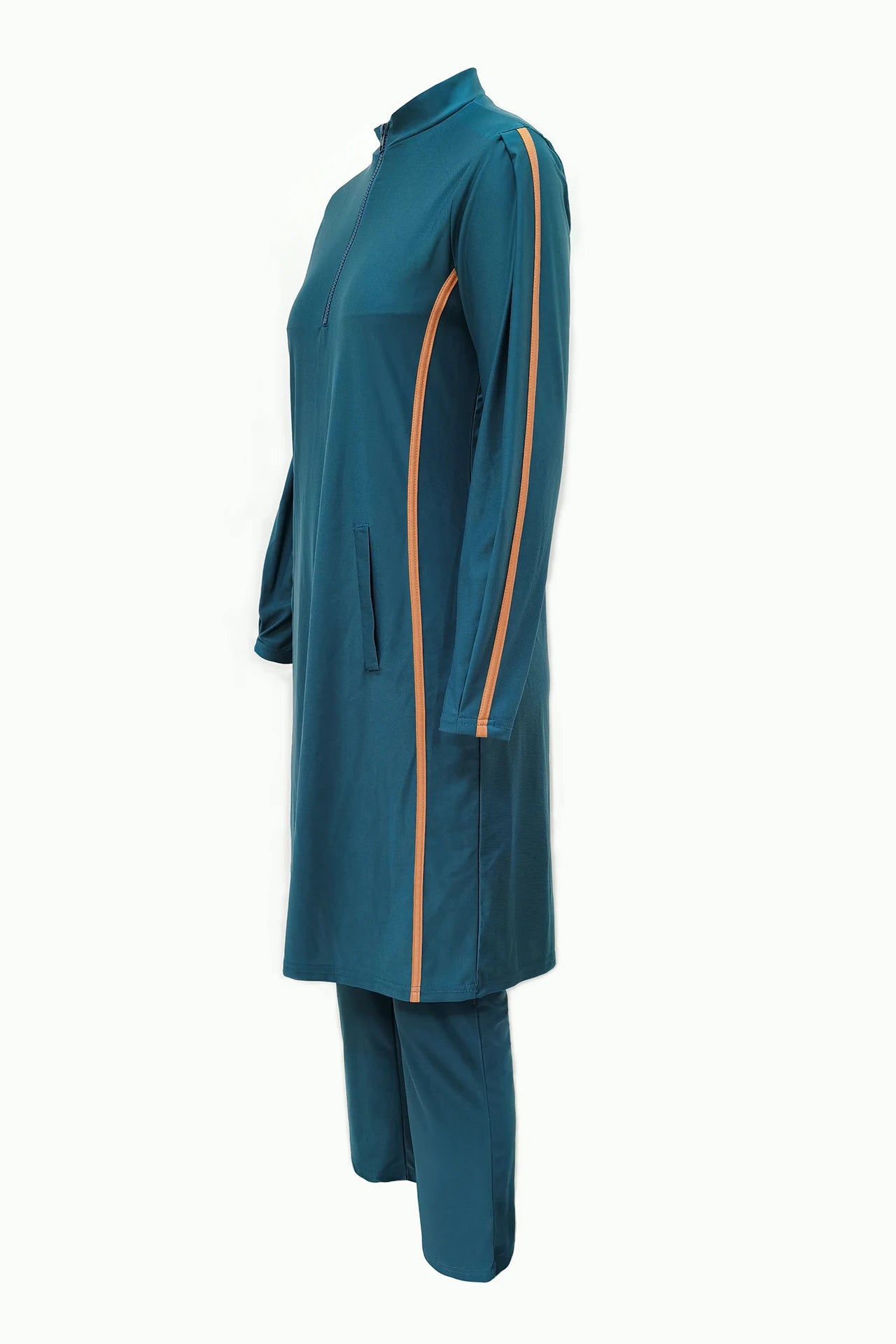 Blue Long-Sleeve Muslim Swimwear | Zipper 3-Piece Burkini with Hijab Hafsa