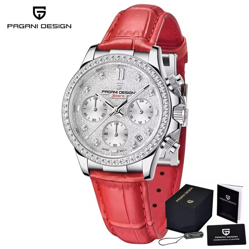 PAGANI DESIGN 1730 – Luxury Women's Quartz Chronograph Watch, Waterproof Dress Wristwatch with Original VD55 Movement