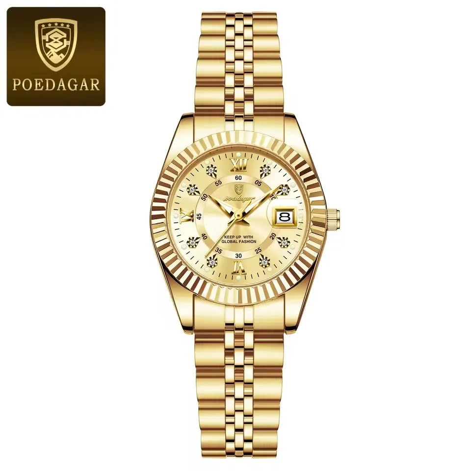 POEDAGAR 780 Luxury Quartz Watch for Women – Elegant Waterproof Luminous Ladies Stainless Steel Watch