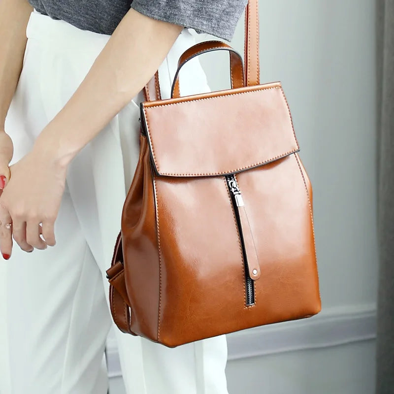 Realer Women’s Genuine Leather Backpack – 2021 Fashion Casual Vintage School Bag for Ladies Millie