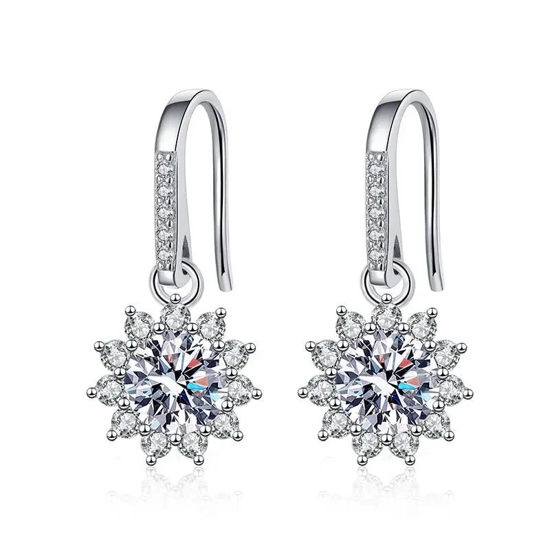 CClassic Sunflower S925 Sterling Silver Moissanite Earrings | Elegant & Stylish Jewelry for Every Occasion Henrietta