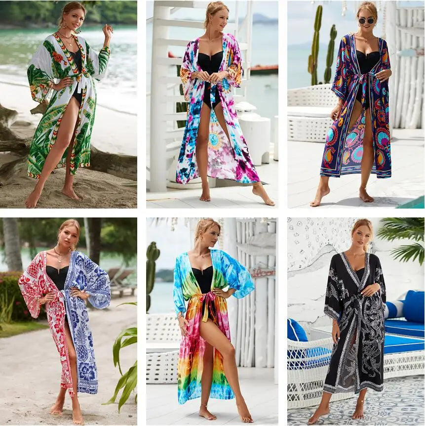 Women Beach Smock Sexy Cardigan Loose Sunscreen Shirt Bikini Smock
