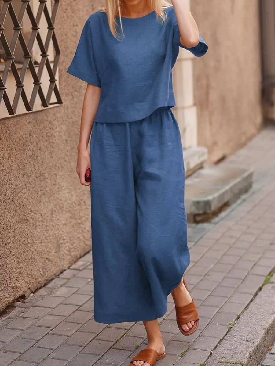 Women's Summer Two-Piece Set – Loose-Fit Top and Breathable Trousers