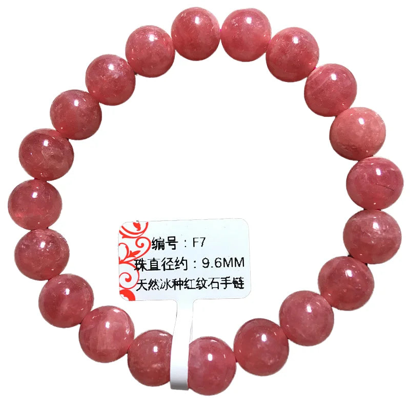 Natural Rhodochrosite Bracelet - Ice-Like Wangfu Gold Crystal Bangle for Love, Marriage, and Peach Blossom Inspiration