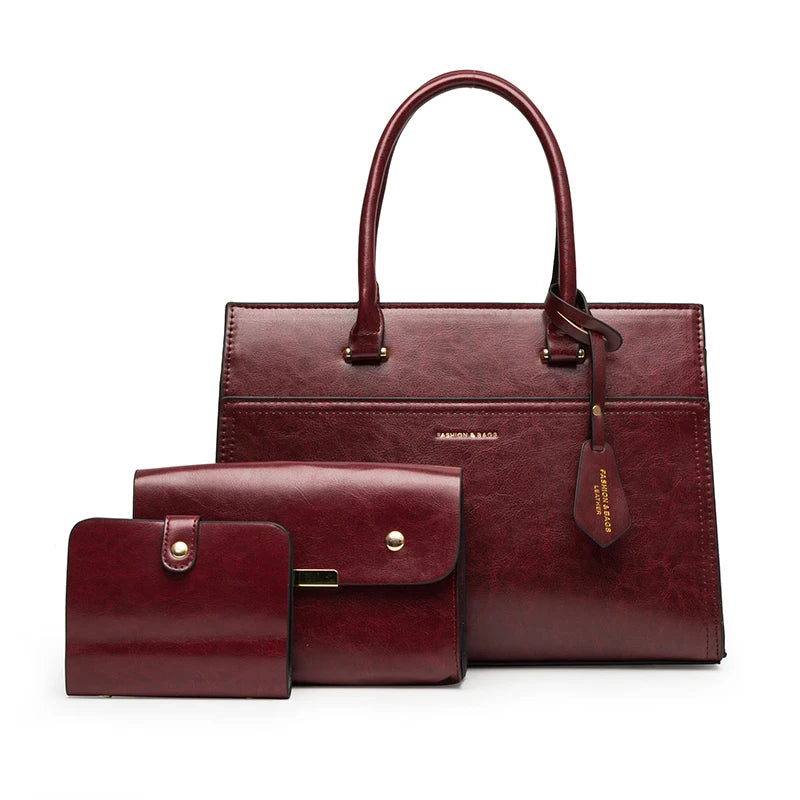 Trendy Women’s Handbag Sets – Fashionable High-Capacity Bags with Unique Cover and Clutch Cheska