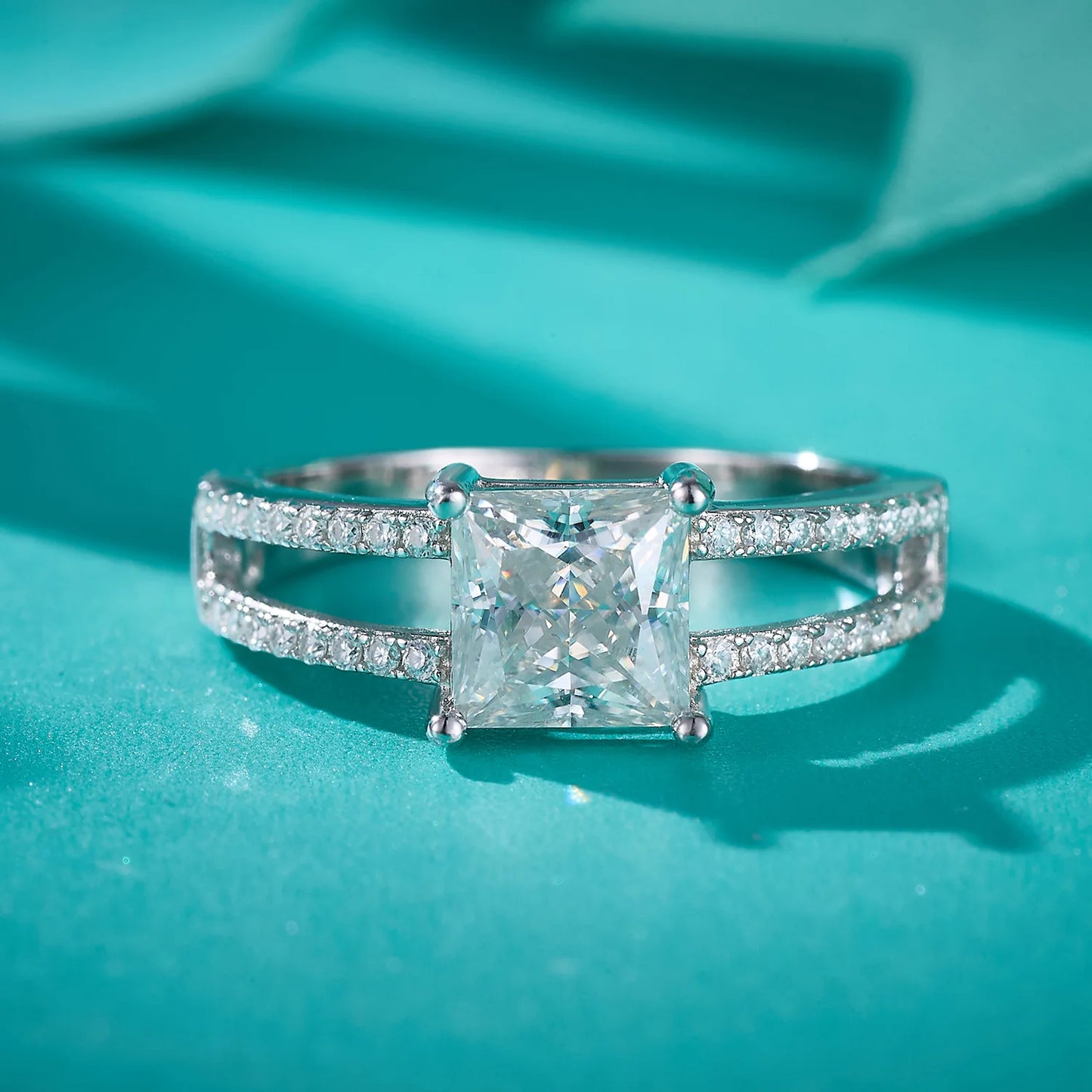 925 Sterling Silver Princess Cut Moissanite Ring | 6mm VVS D Color Diamond, Perfect Women's Wedding or Anniversary Gift